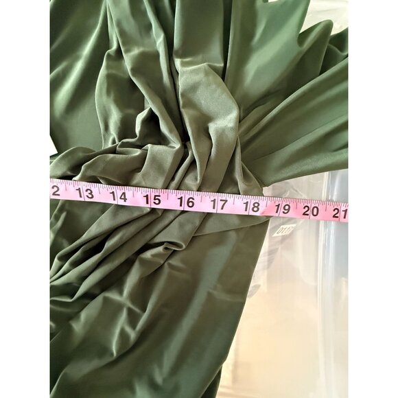 MISA Los Angeles Green Teget Mini Dress Knot Front Bell Sleeves V Neck Draped‎ S - Picture 6 of 9